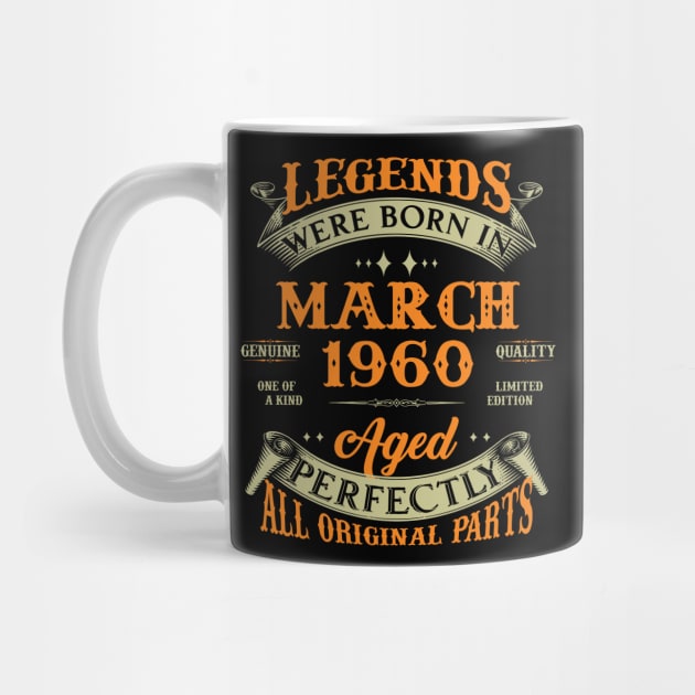 63rd Birthday Gift Legends Born In March 1960 63 by Buleskulls 